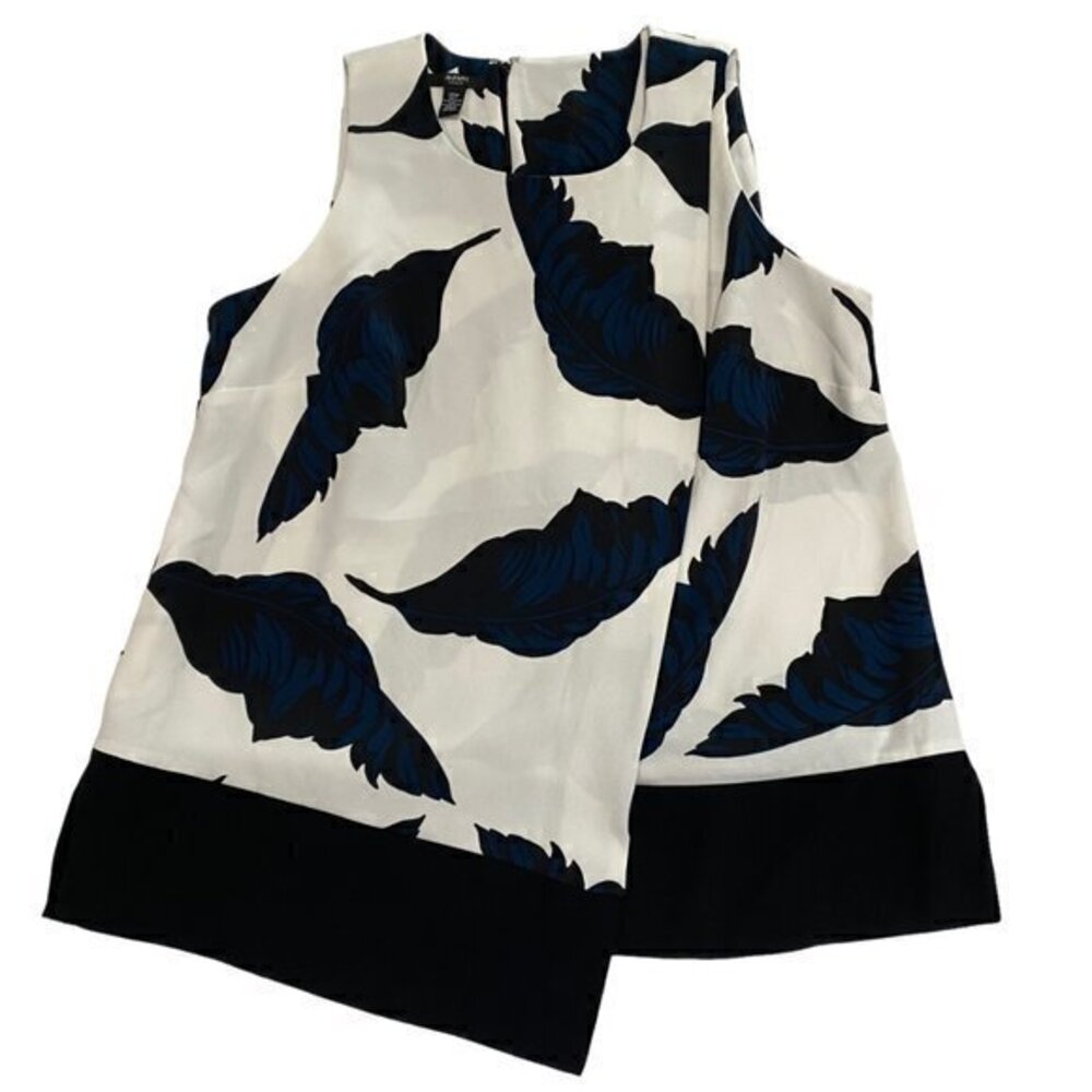 Alfani White and Blue Sleeveless Blouse